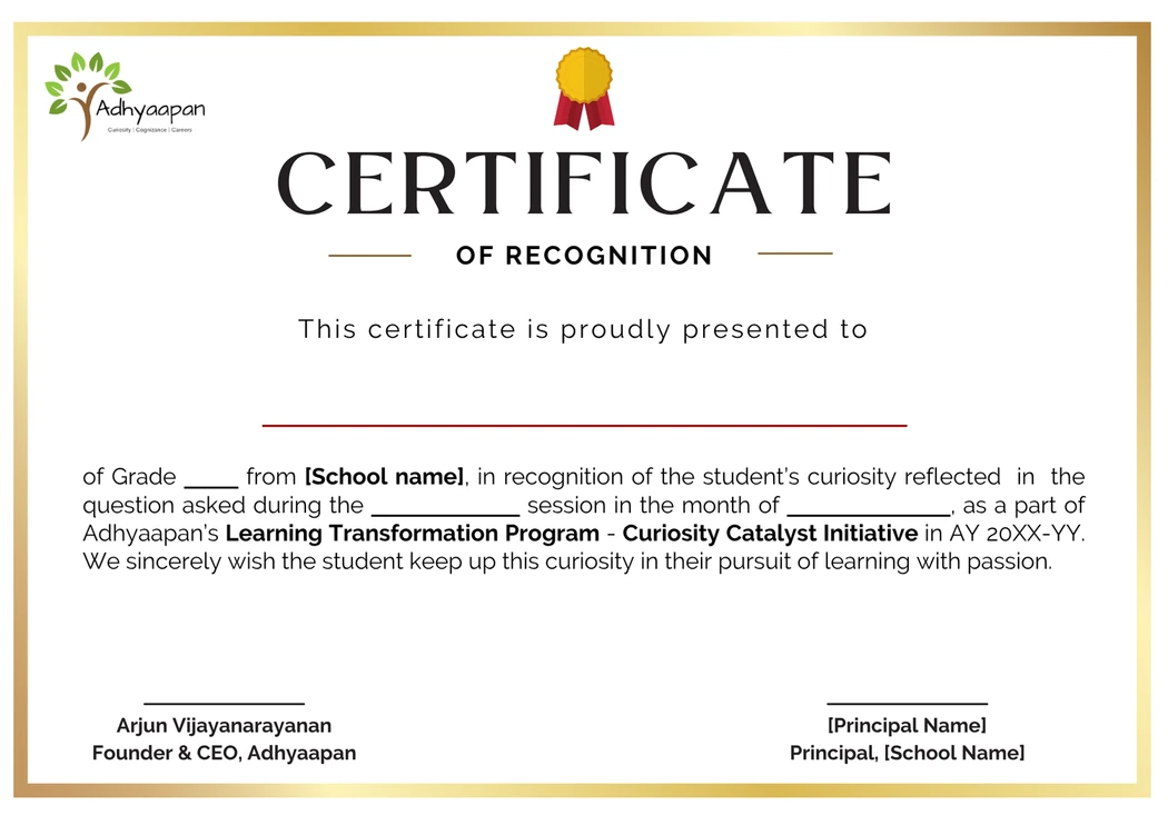 Curiosity Catalyst certificate