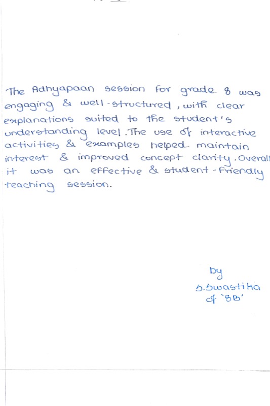 Original handwritten reflection by B. Swastika