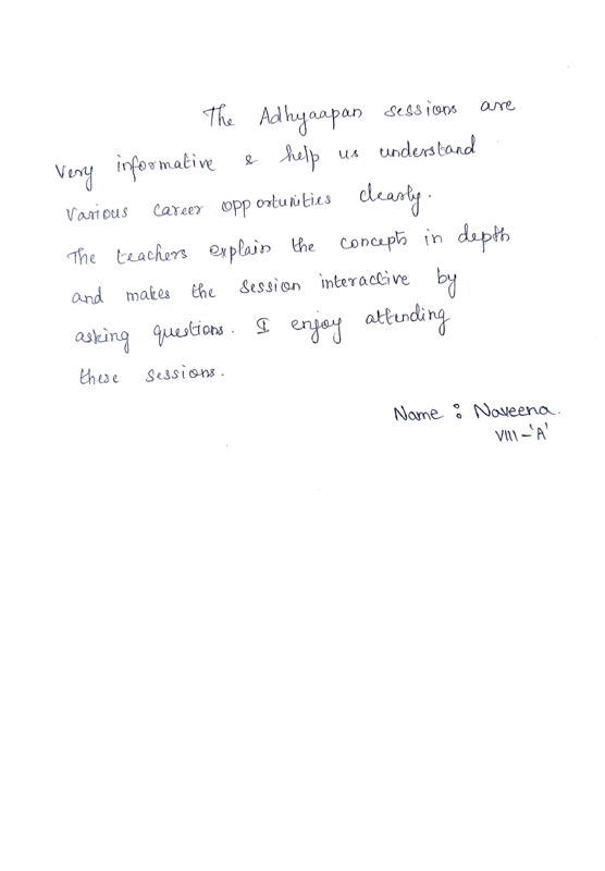 Original handwritten reflection by Naveena